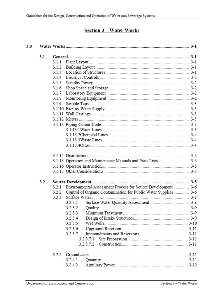 Section 3 - Water Works: Guidelines For The Design, Construction and ...