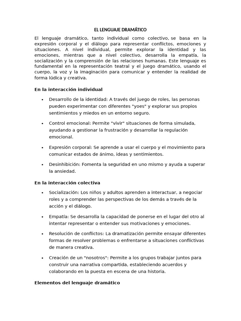 Importancia del Lenguaje Dramático | PDF | Las emociones | Empatía