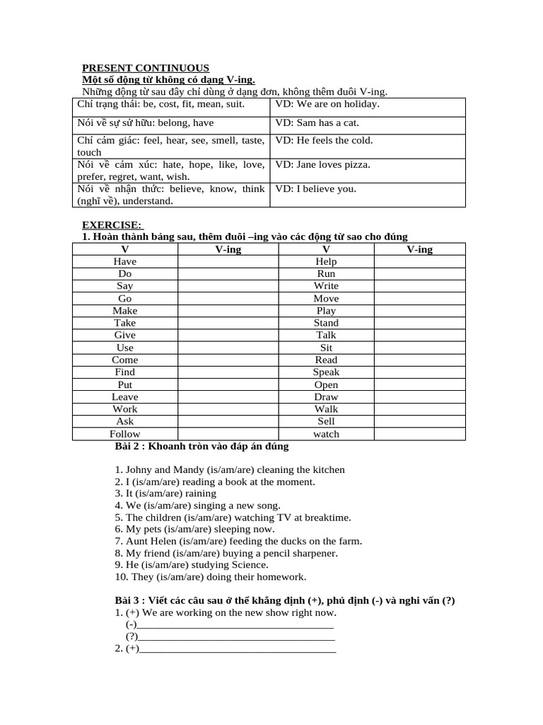 Present Continuous Verb Usage Guide | PDF