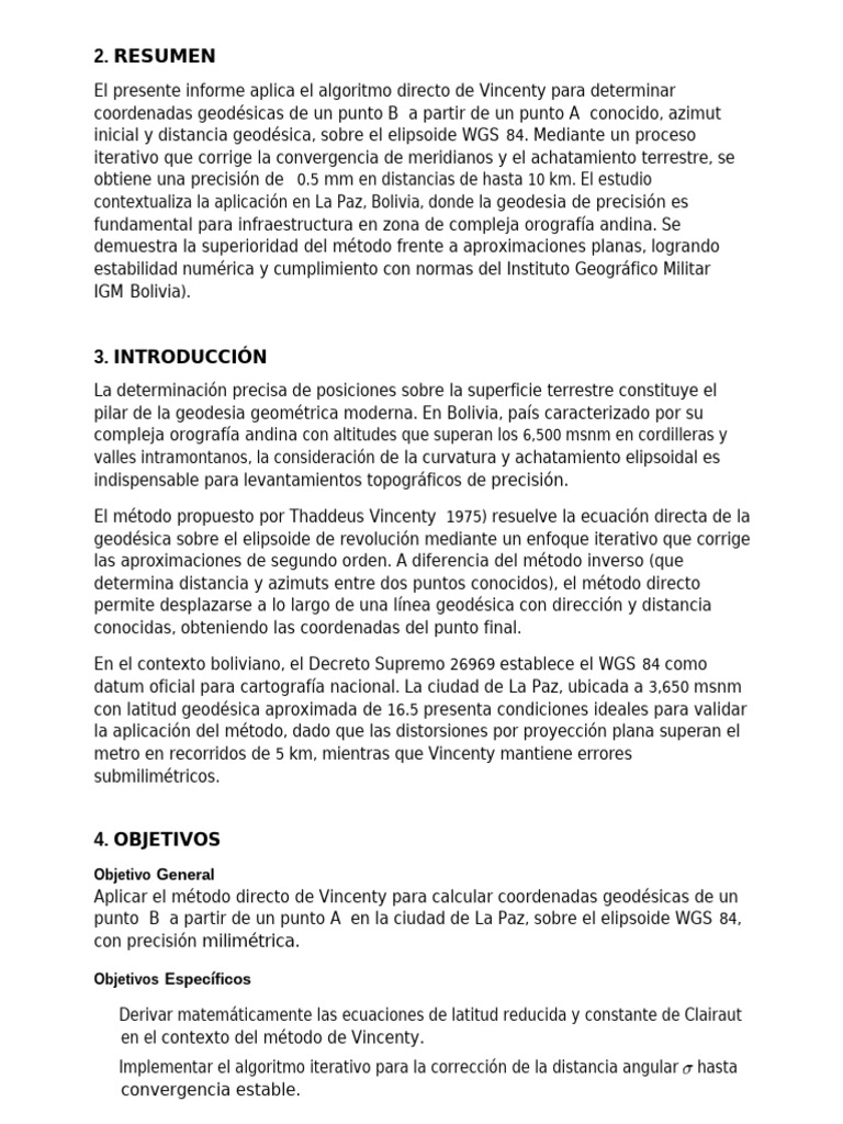 Método Vincenty para Geodesia en La Paz | PDF | Latitud | Geodesia