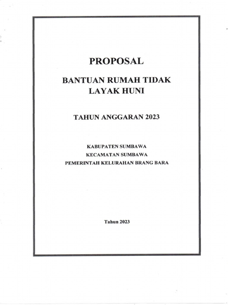 PROPOSAL Permohonan Bantuan RTLH SUmbawa | PDF