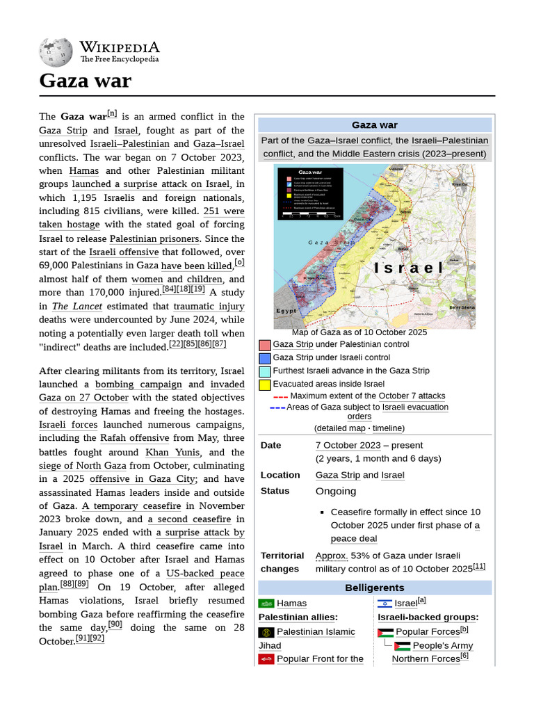 Gaza War: Humanitarian Crisis Overview | PDF | Gaza Strip | Hamas