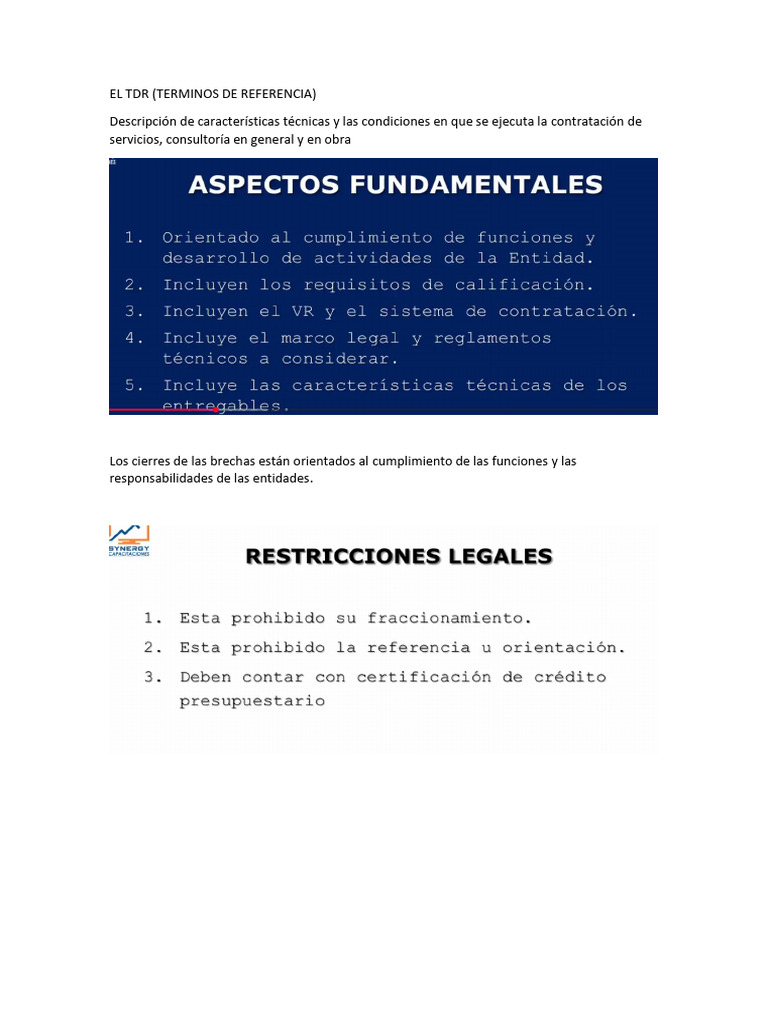 Tdr Contratación De Servicios Y Consultoría Pdf 