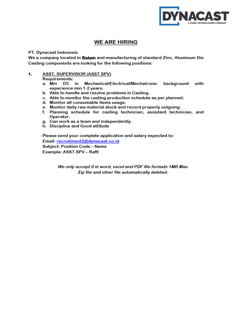 Asst. Supervisor For Casting | PDF