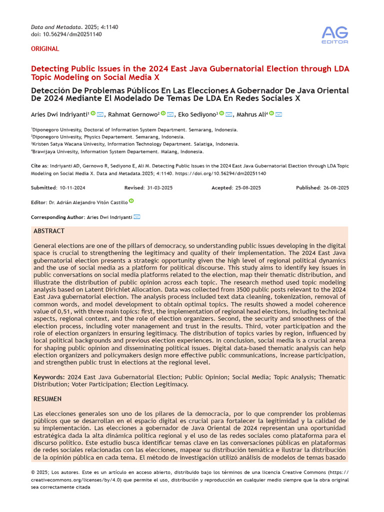 Detecting Public Issues in The 2024 East Java Gube | PDF
