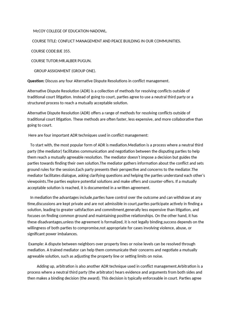 Adr | PDF | Mediation | Alternative Dispute Resolution