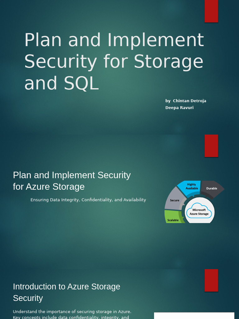 Azure Storage & SQL Security Implementation | PDF | Microsoft Azure ...