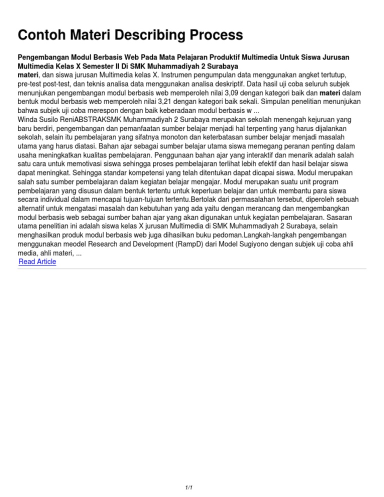 Contoh Materi Describing Process | PDF