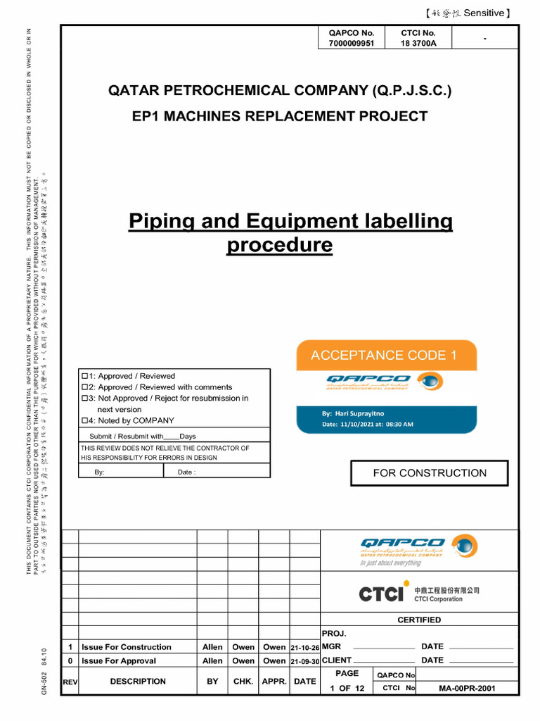 Piping and Equipment Labelling Guide | PDF | Steam | Liquids