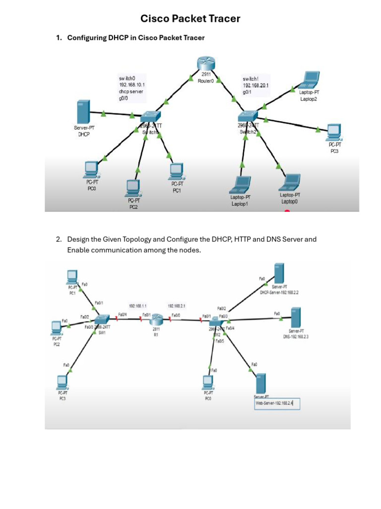 Configuring DHCP in Cisco Packet Tracer | PDF