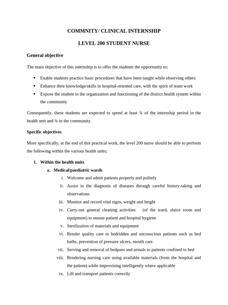 Level 200 Nursing Internship Guide | PDF | Childbirth | Pregnancy