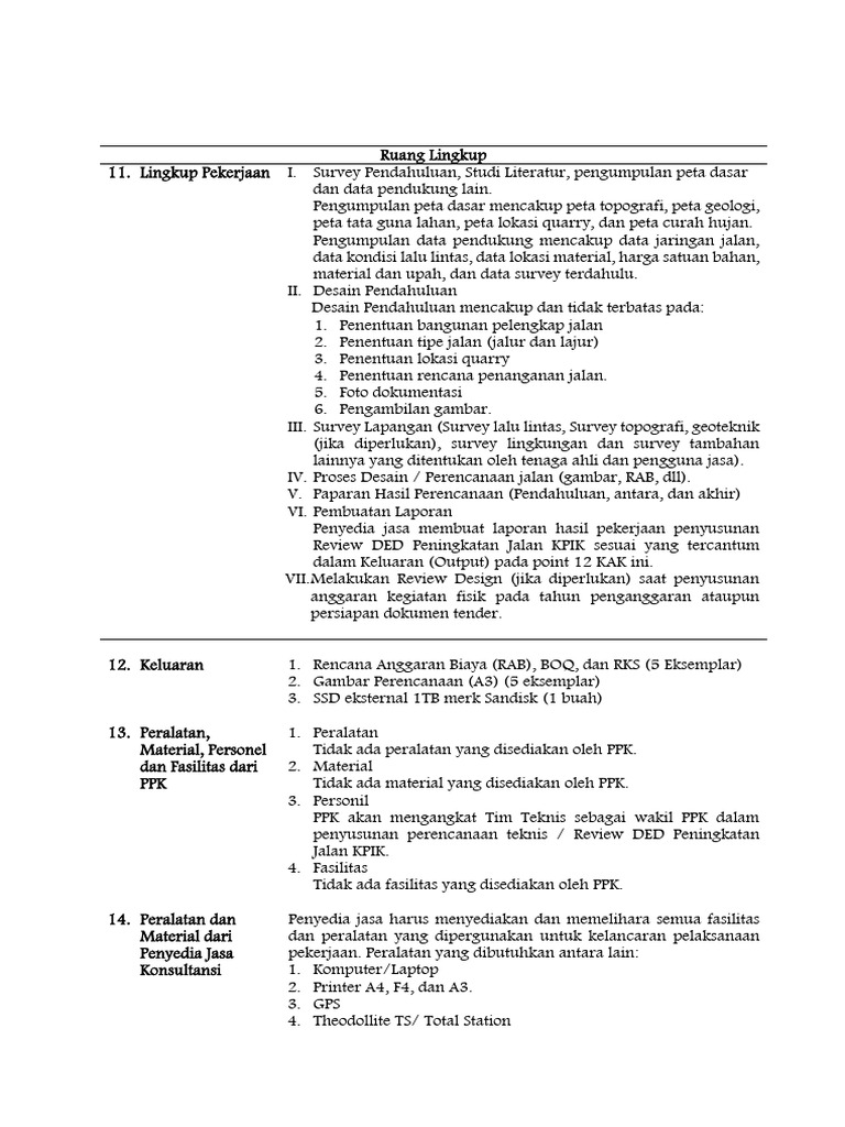 Rencana Perencanaan Jalan KPIK dan Anggaran | PDF