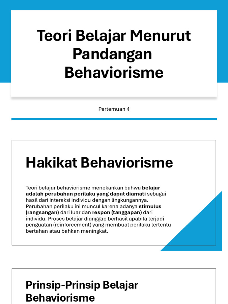 Teori Belajar Behaviorisme dan Tokohnya | PDF