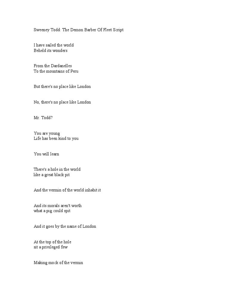 Sweeney Todd Script