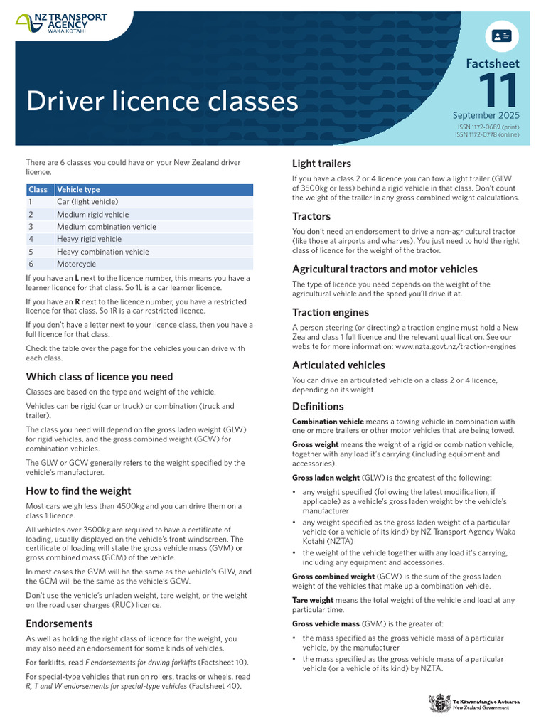 11 Driver Licence Classes | PDF | Trailer (Vehicle) | Truck