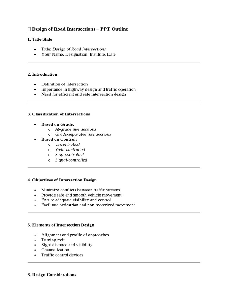 Road Intersection Design Overview | PDF | Intersection (Road ...
