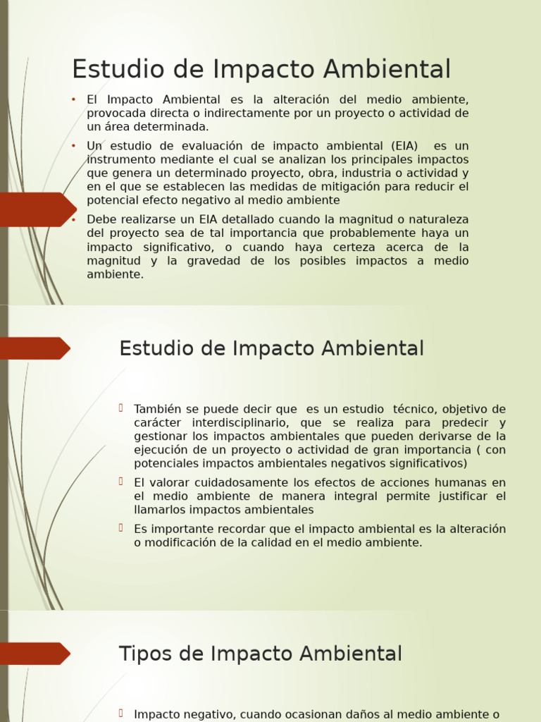 Estudio de Impacto Ambiental | PDF | Evaluación de impacto ambiental ...