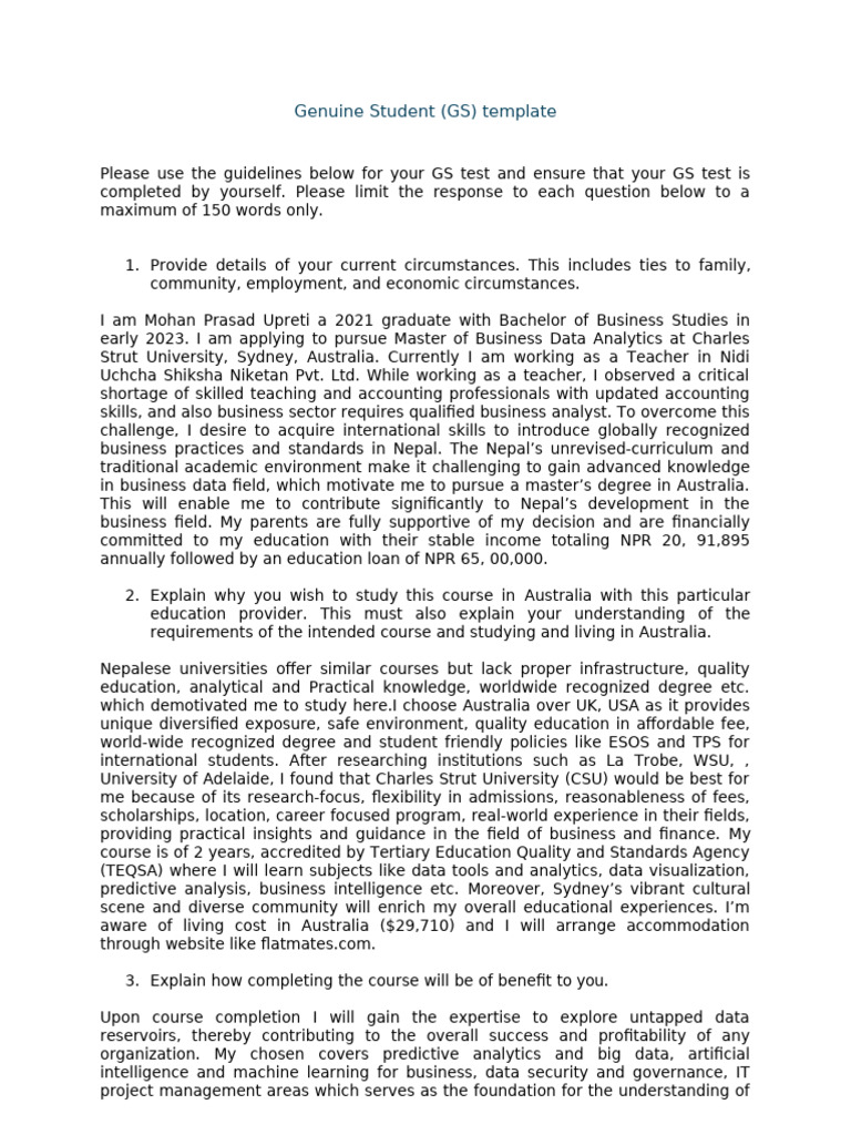 Genuine Student Template for CSU Application | PDF | Data | Intelligence