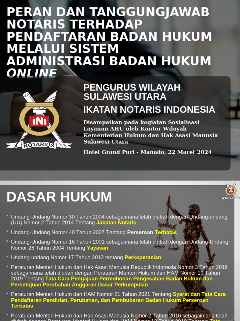 Peran Notaris dalam Pendaftaran Badan Hukum Online | PDF