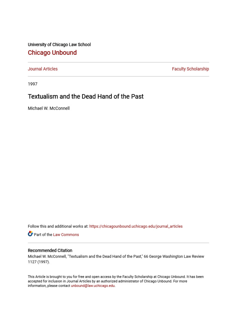 Textualism and The Dead Hand of The Past | PDF | Fourteenth Amendment ...