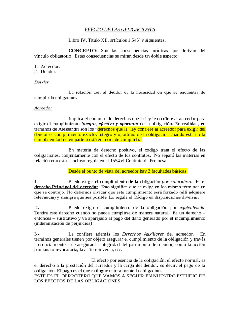 Efectos y Extinción de Obligaciones | PDF | Pagos | Derecho empresarial