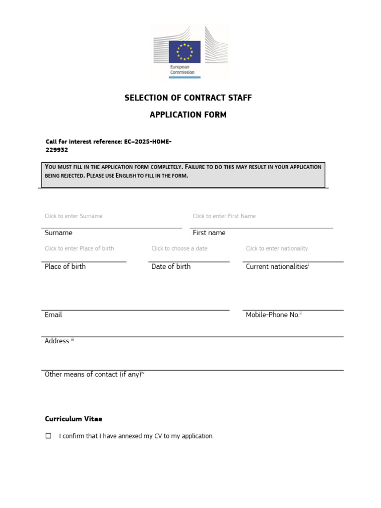 Application-Form Eu Spain | PDF | Linguistics