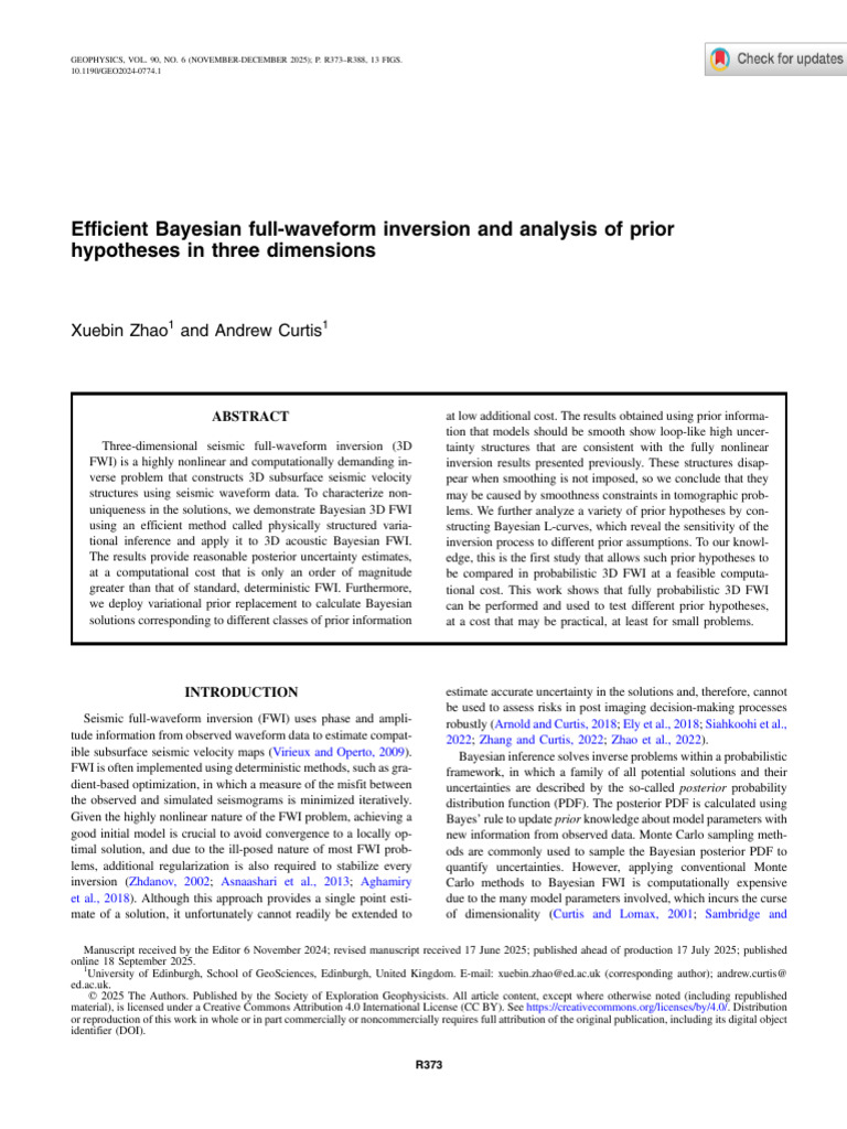 Bayesian 3D Full-Waveform Inversion Analysis | PDF | Bayesian Inference ...