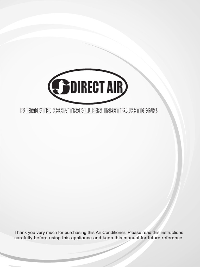 Direct Air Ac17dk Remote Control Manual 1493806851 | PDF
