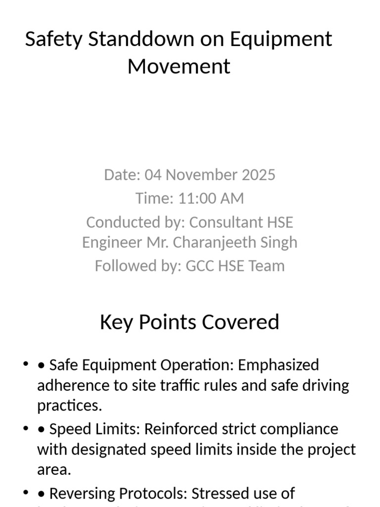 Safety Standdown Equipment Movement 04nov2025 | PDF