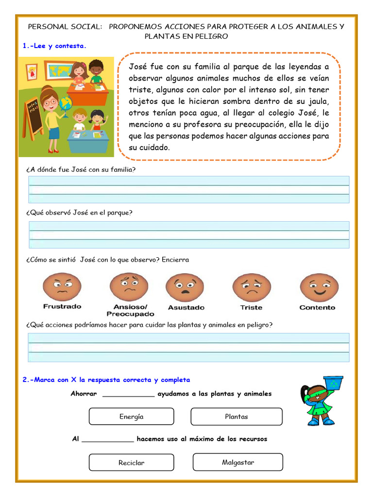 Ficha Lunes 05 Octubre Personal Social (1) | PDF | Reciclaje | Agua