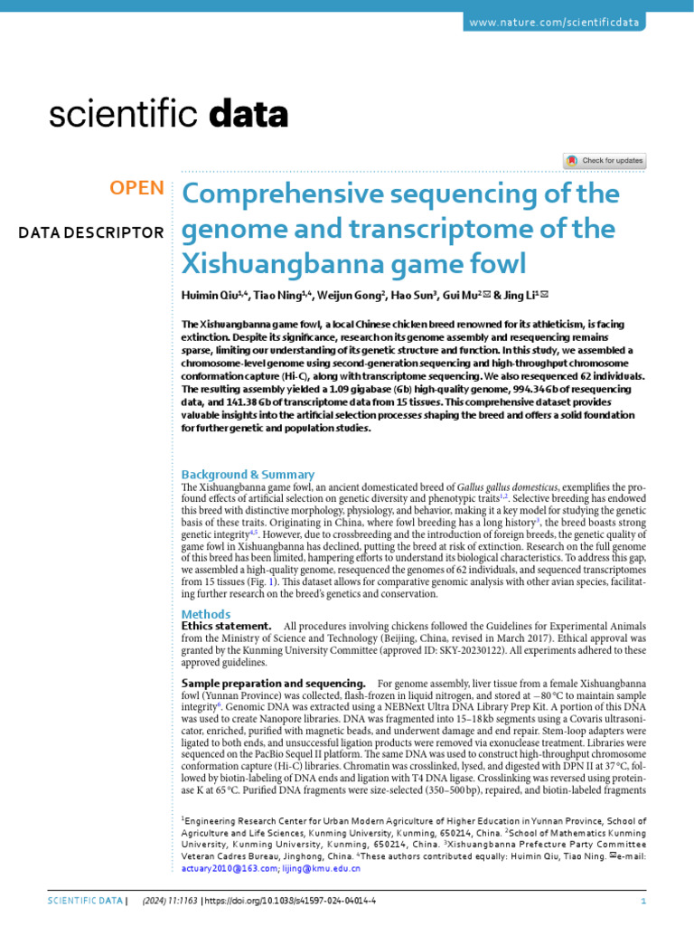 Comprehensive Sequencing of The Genome and Transcriptome of The ...