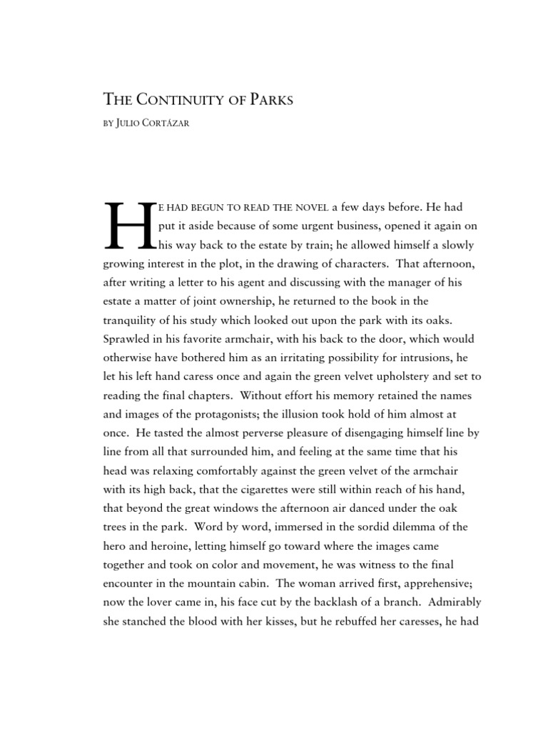 Julio Cortázar The Continuity of Parks PDF