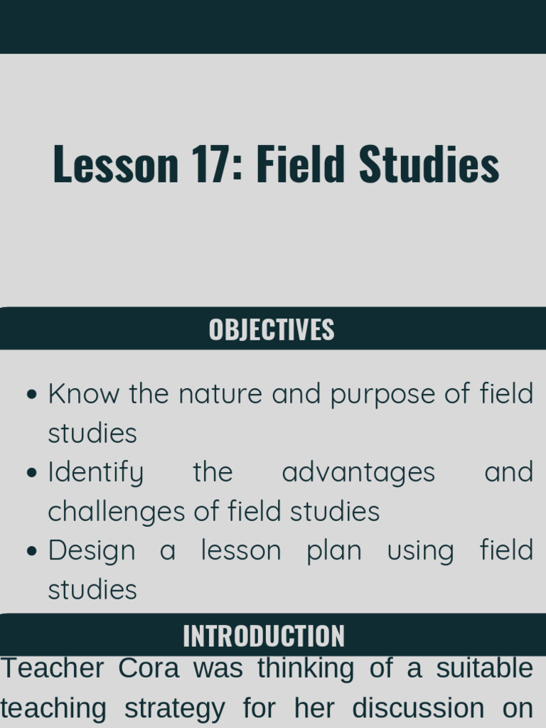 Lesson 17 Field Studies | PDF | Learning | Curriculum