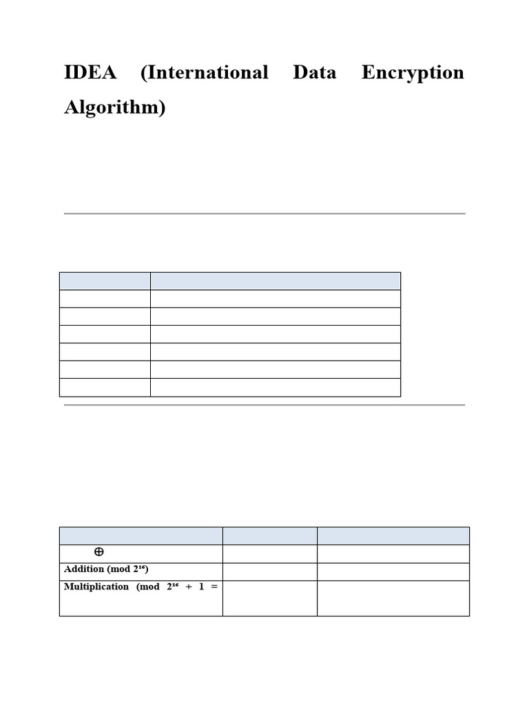 Overview of the International Data Encryption Algorithm | PDF ...