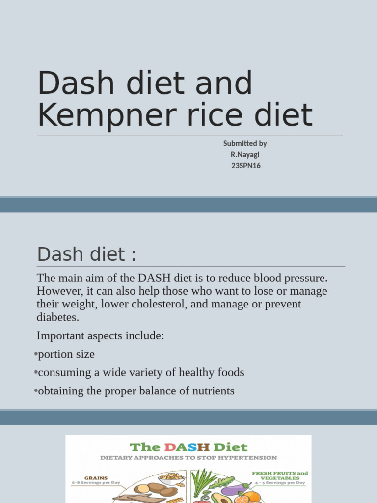 DASH and Kempner Rice Diet Overview | PDF