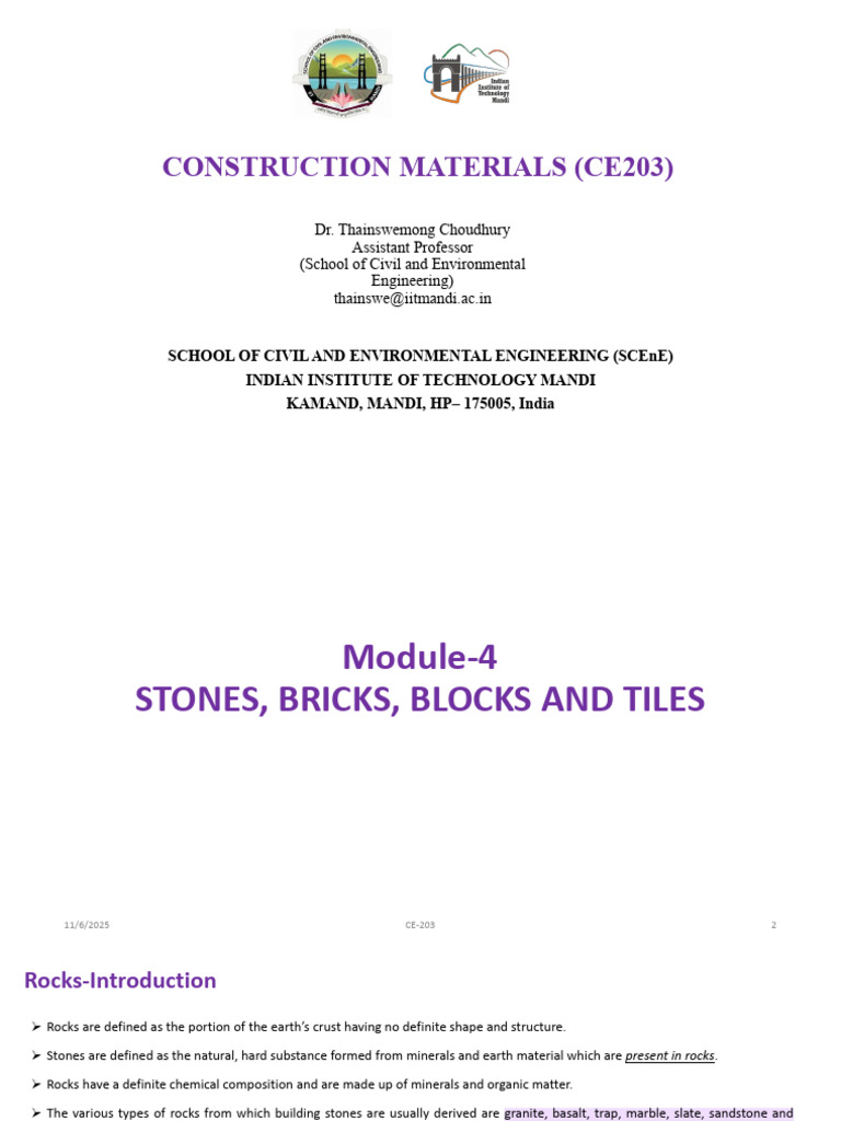 Construction Materials: Stones & Rocks | PDF | Rock (Geology) | Minerals