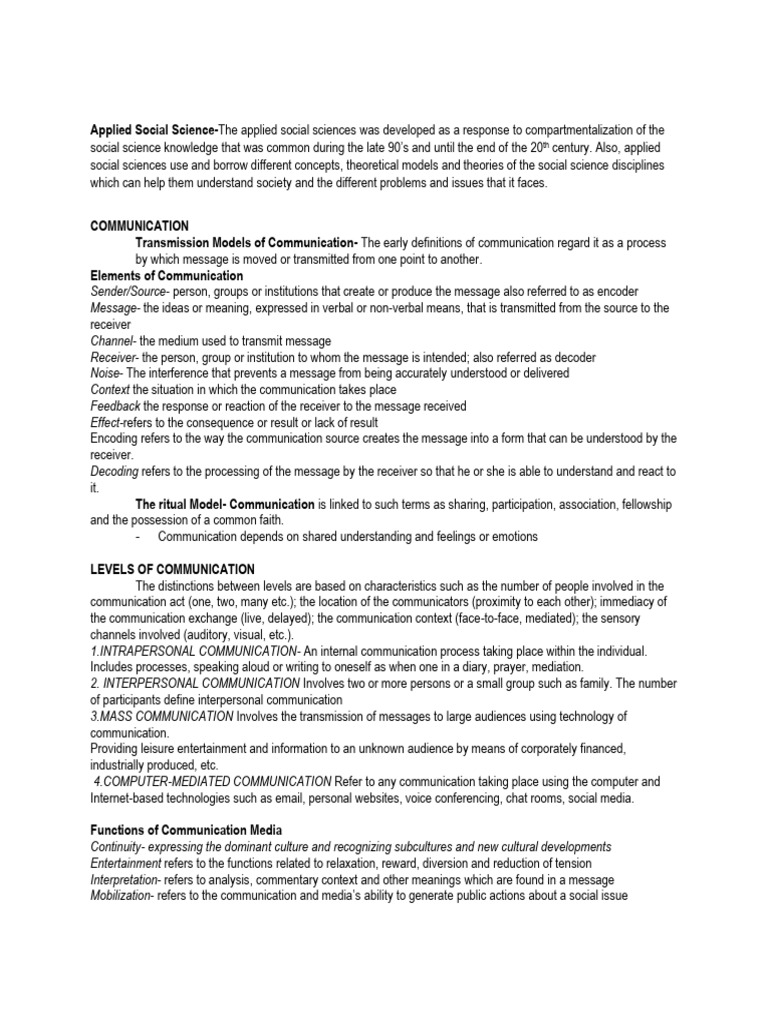 Understanding Communication Models and Functions | PDF | Communication ...
