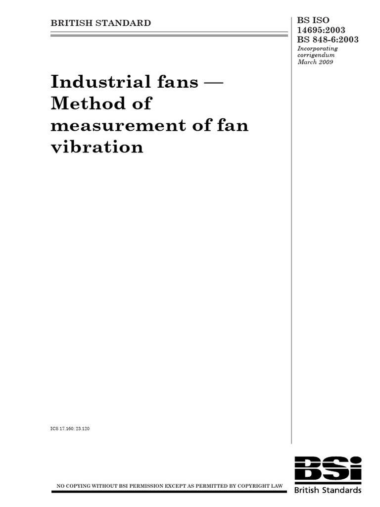 ISO 14695 Industrial Fans - Method of Measurement of Fan | PDF