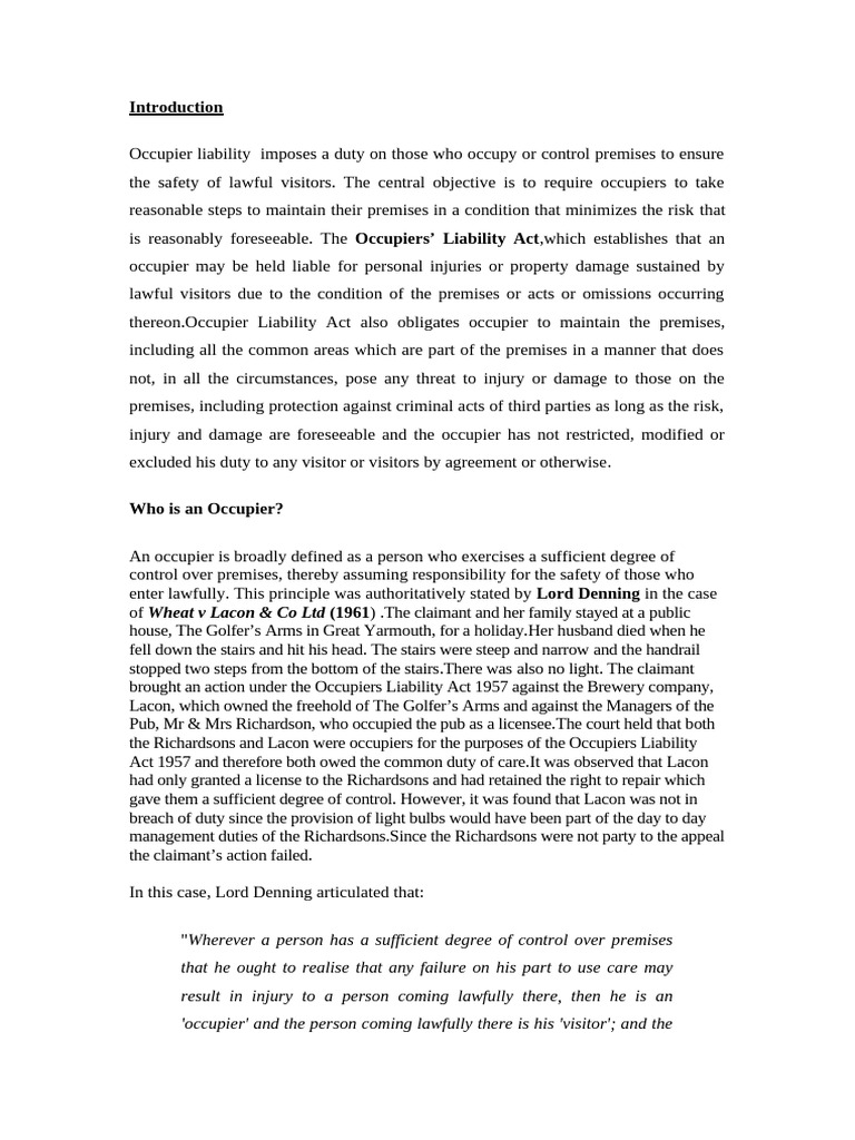 Understanding Occupier Liability Law | PDF | Legal Liability | Common Law
