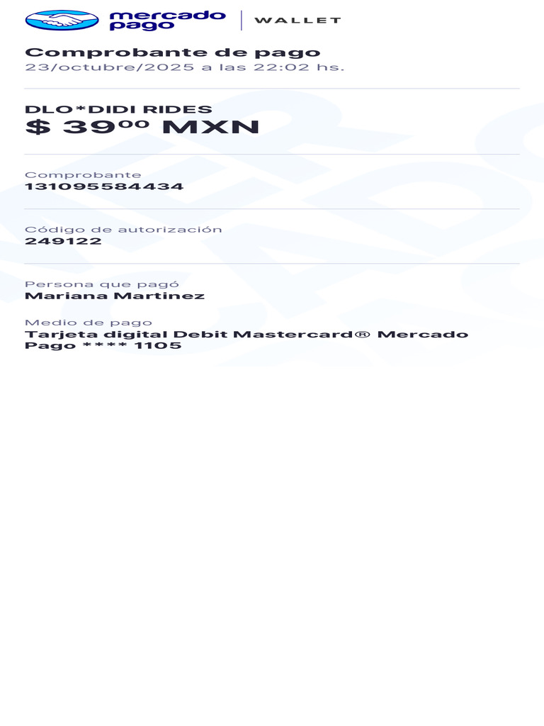 Comprobante de pago DIDI Rides 23/10/2025 | PDF