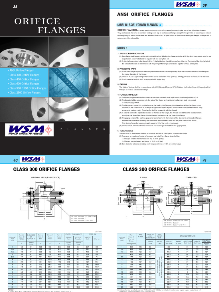 ANSI Orifice Flanges Specifications | PDF | Screw | Pipe (Fluid Conveyance)