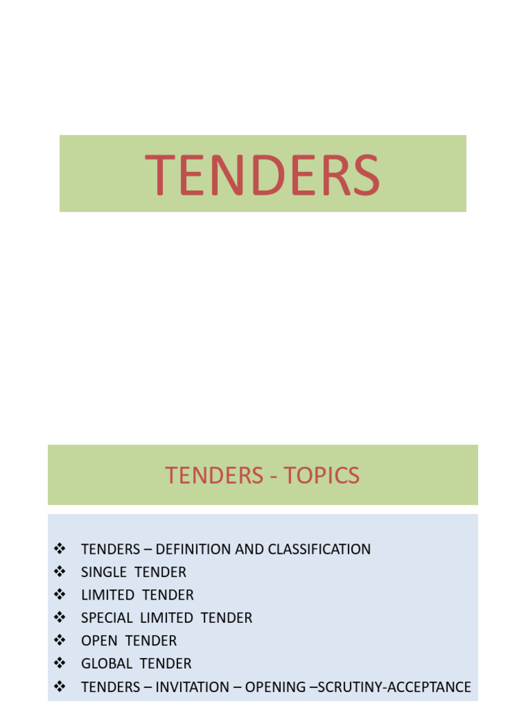 Types and Processes of Tenders Explained | PDF | Procurement | Supply ...