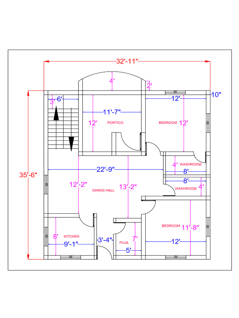 Floor Plan Layout with Dimensions | PDF