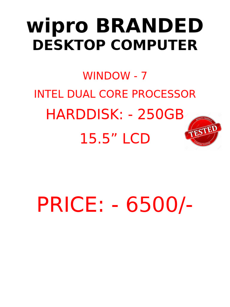 Wipro Branded Desktop Computer | PDF
