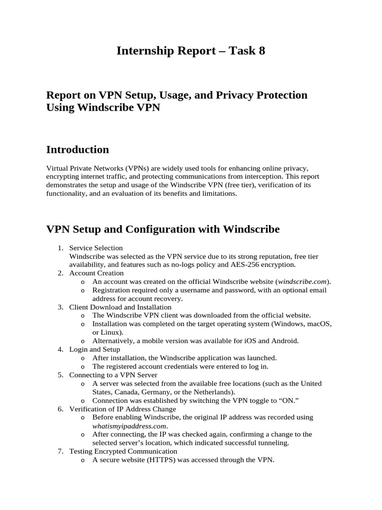Windscribe VPN Setup and Privacy Report | PDF | Virtual Private Network ...