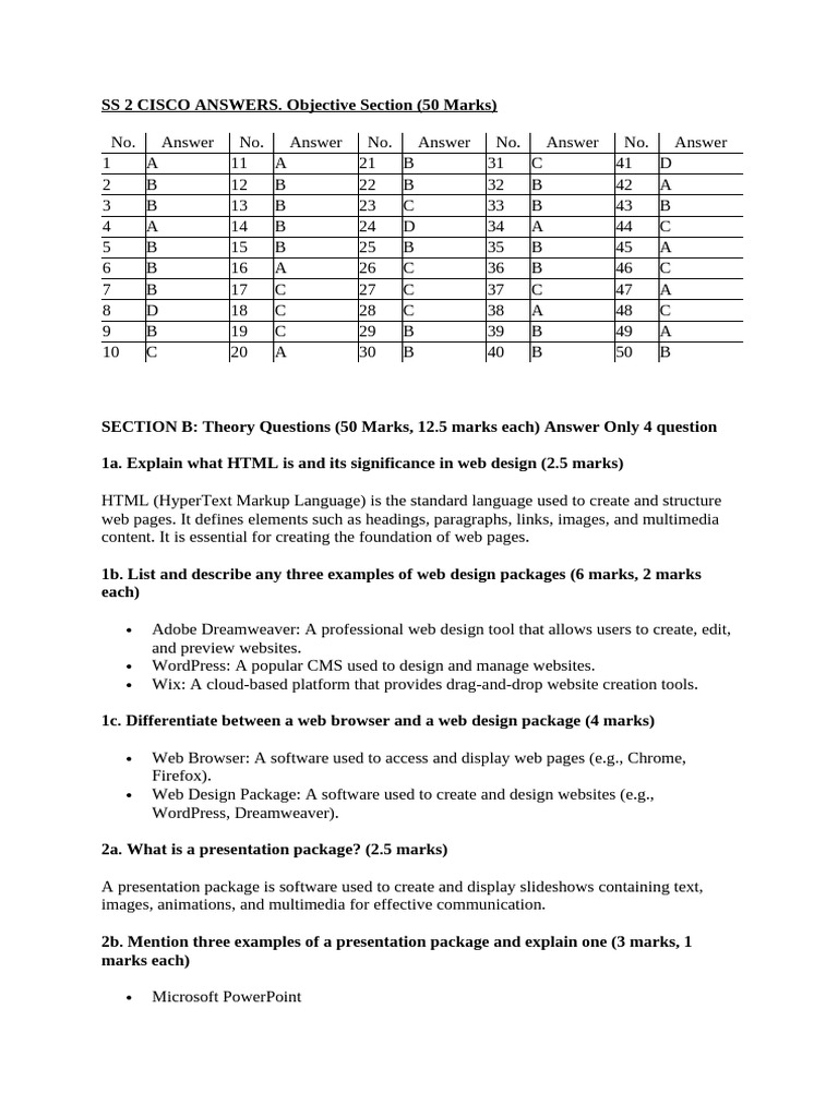 Ss 1 Cisco Answers | PDF | World Wide Web | Internet & Web