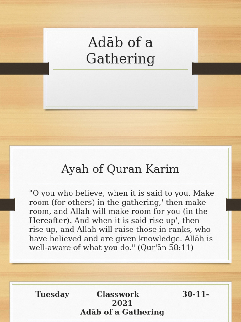 Adāb of A Gathering | PDF
