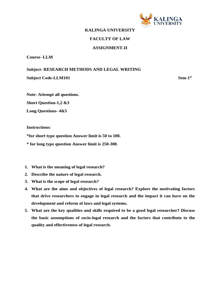 July-Dec 2025 LLM 1 Sem v12 Llm101 Llm101 Research Methods and Legal ...