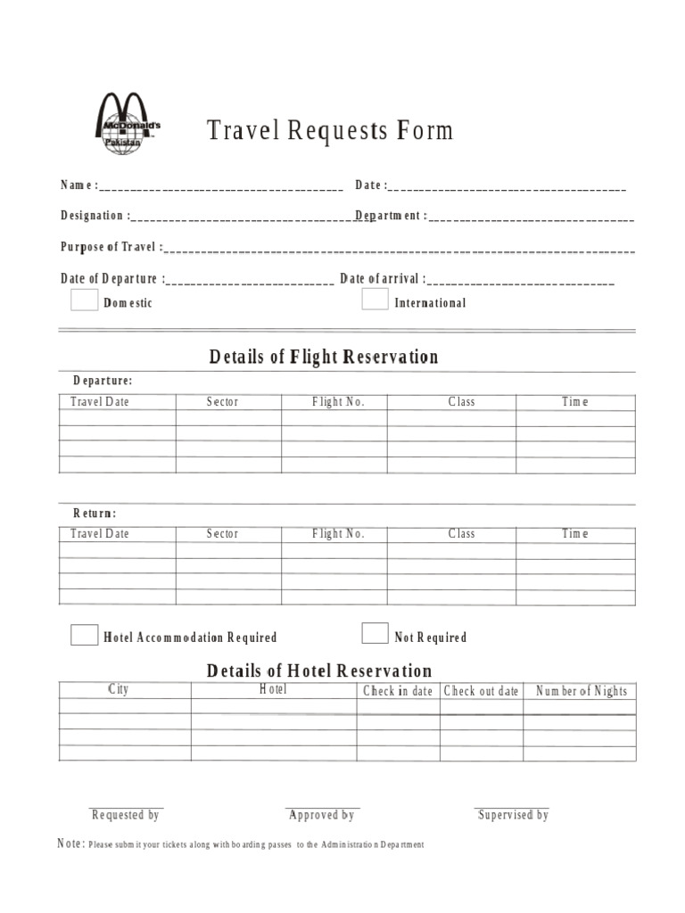 Travel Request Form | PDF