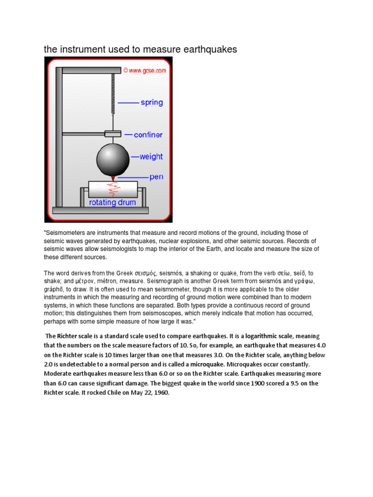 The Instrument Used to Measure Earthquakes Earthquakes Oceanography